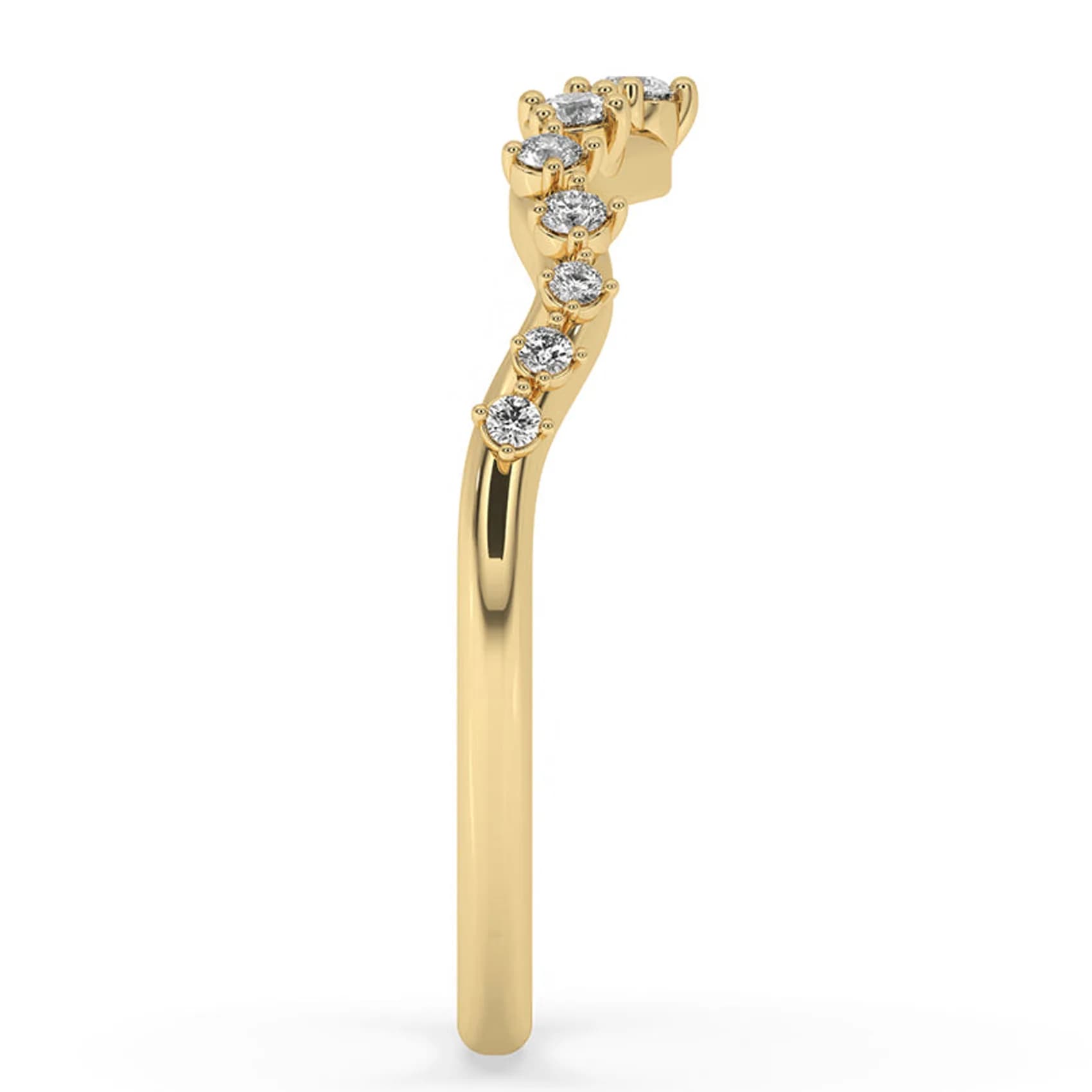 Side profile of the tiara band in yellow gold