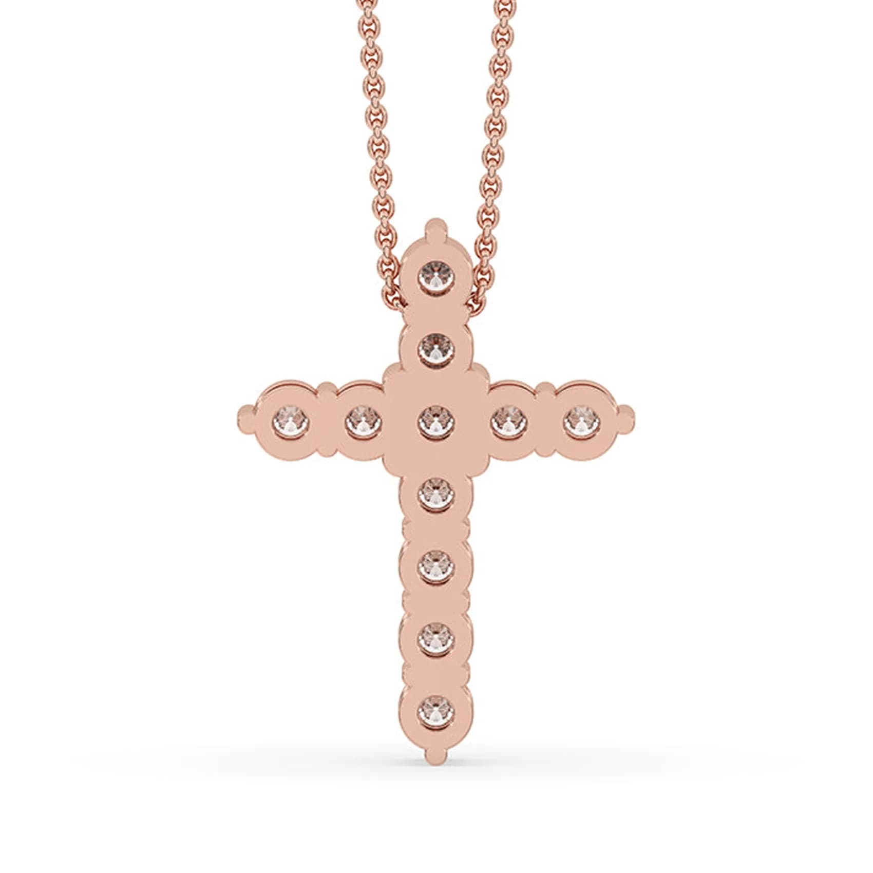 Back view of the cross pendant in rose gold